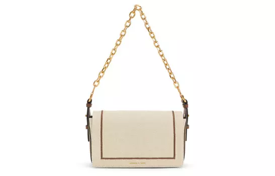 Charles&Keith CHARLES & KEITH Женский шарф из холста серии Сумка через плечо, ЧЕРНЫЙ ТЕКСТУРИРОВАННЫЙ