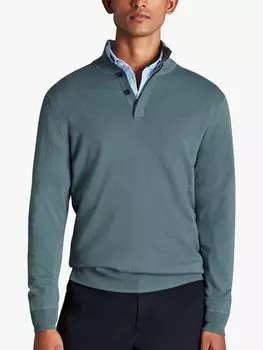 Charles Tyrwhitt джемпер из смеси мериносового кашемира с воротником на молнии, темно-зеленый