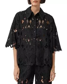 Чарли Вышитая Рубашка ALLSAINTS, черный