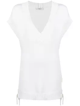 Charlott топ в рубчик с V-образным вырезом, белый