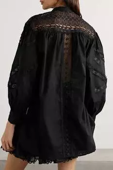 CHARO RUIZ блузка Marian с кружевом и хлопковой вуалью, черный