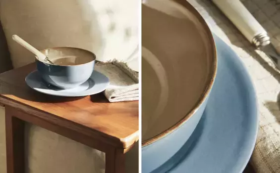 Чаша с контрастным ободком Zara Home, небесно-голубой