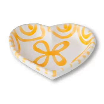 Чаша-сердце желтого пламени d: 10 см / высота: 2,4 см Gmundner Keramik, белый желтый