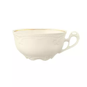 Чашка чайная с рубиновым кремом и золотой оправой 0,21 л Seltmann Weiden, бежевый/золотой