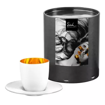 Чашка для эспрессо Cosmo из белого золота с блюдцем d: 11,5 см / высота: 6,3 см / 100 мл Eisch, белый/золотой/прозрачный