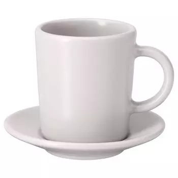 Чашка для эспрессо с блюдцем, бежевый, 9 кл, DINERA IKEA дубль