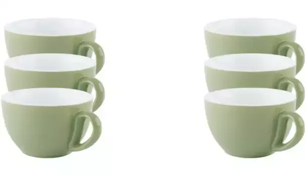 Чашка для капучино APS "Набор из 6 чашек для капучино -SNUG-", (комплект, 6 шт.), подходит для всех видов горячих напитков 10,5х6,5 см, зеленый