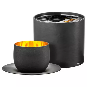 Чашка для капучино черного золота с блюдцем, диаметр: 14,5 см / высота: 7,5 см / 300 мл Eisch, золотой/черный/прозрачный