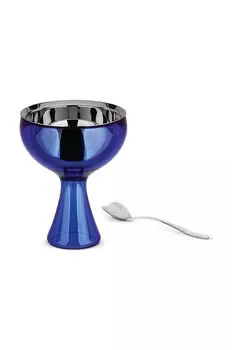 Чашка для мороженого Big Love с ложкой Alessi, темно-синий