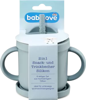 Чашка для закусок и питья 2в1 силикон синий 1 шт. babylove