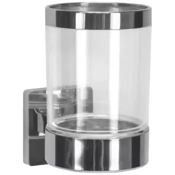 Чашка для зубной щетки Kleine Wolke «Luno», пластик/металл, цвет transparent/aluminiumfarben