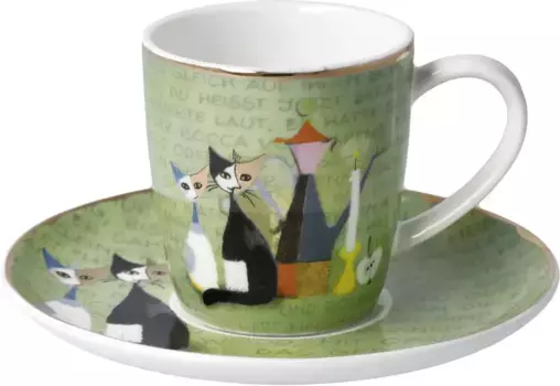 Чашка Goebel для эспрессо "Rosina Wachtmeister - "La Storia di Serafino", изготовлена из высококачественного тонкого костяного фарфора 9х7 см, зеленый