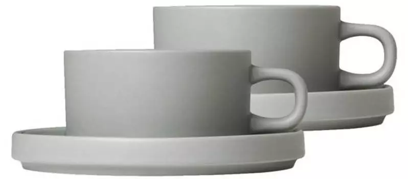 Чашка и блюдце pilare, набор из 4 шт. Blomus, серый