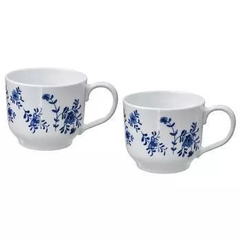 Чашка Jumbo, с рисунком/бело-синий, 50 кл, ENTUSIASM IKEA