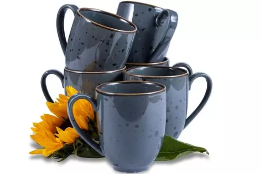 Чашка Консимо 6 шт. Можно мыть в посудомоечной машине и микроволновой печи "ALUMINA", темно-серый, фарфор, элегантный, 400мл Konsimo