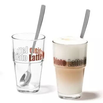 Чашка Leonardo Latte Macchiatto Solo LM с ложкой, 400 мл, 8,5 x 14,7 см (набор из 4 шт.), коричневый