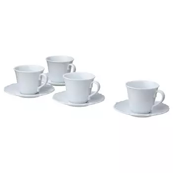 Чашка с блюдцем, белая, 23 кл, UPPLAGA IKEA