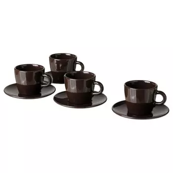 Чашка с блюдцем, блестящая/коричневая, 7 кл, FRGKLAR IKEA