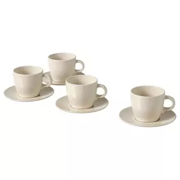 Чашка с блюдцем, глянцевый бежевый, 25 кл, FRGKLAR IKEA