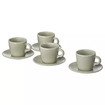 Чашка с блюдцем, матовый/зеленый, 7 кл, FRGKLAR IKEA