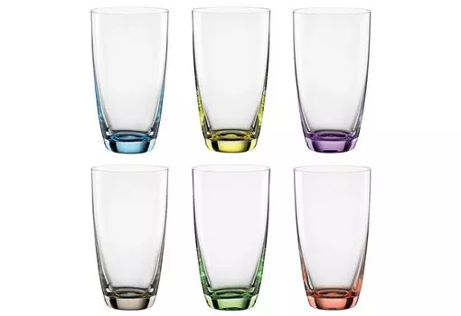Чашки для лонг-дринов Bohemia Viva Colori цветные стаканы для питья 350 мл, набор из 6 шт