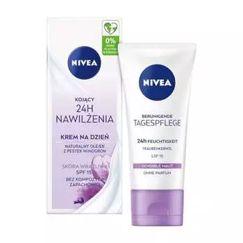 Часовой увлажняющий успокаивающий дневной крем spf15, 50 мл Nivea, 24-