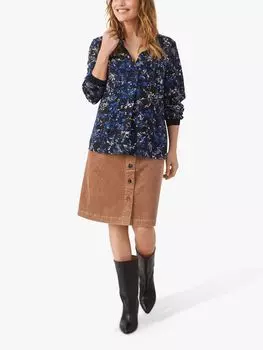 Часть вторая Блуза с длинным рукавом и принтом Tonnie, Темно-синий мрамор, Темно-синий мрамор