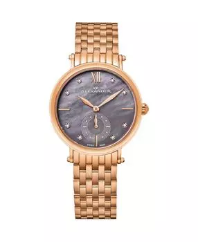 Часы Alexander AD201B-04, женские кварцевые часы с малой секундной стрелкой, корпус из нержавеющей стали цвета розового золота и браслет из нержавеющей стали цвета розового золота Stuhrling, золотой