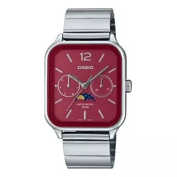 Часы analog 'silver burgundy' Casio, серебряный