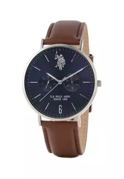 Часы Attitude Leather U.S. Polo Assn., цвет silver blue brown