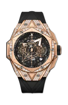 Часы big bang sang bleu ii king gold pave 45 мм Hublot