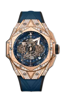 Часы big bang unico sang bleu ii king gold blue pav 45 мм Hublot