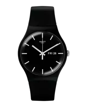 Часы Black Again Mono с черным ремешком из органического материала Swatch, черный