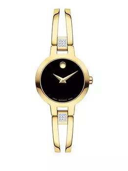 Часы-браслет Amorosa Bangle с золотыми тонами и бриллиантами Movado, золотой