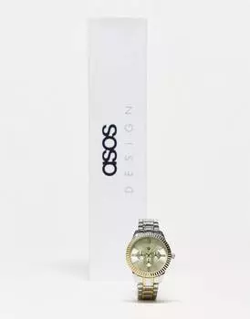 Часы-браслет ASOS DESIGN с золотым циферблатом серебристого оттенка