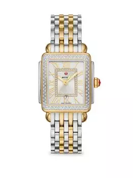 Часы-браслет Deco Madison Mid Two-Tone 148 с бриллиантами Michele, серебряный