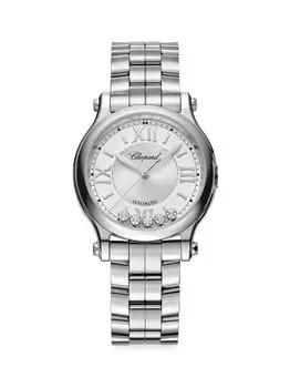 Часы-браслет Happy Sport из нержавеющей стали и бриллиантов 0,25 TCW / 30 мм Chopard, серебряный