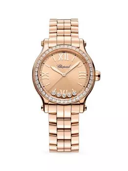 Часы-браслет Happy Sport из розового золота 18 карат с бриллиантами Chopard, золотой