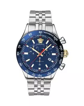 Часы-браслет Hellenyium Chronograph, 44 мм Versace, серебряный
