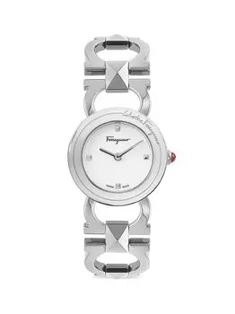 Часы-браслет из нержавеющей стали Double Gancini Stud Silvertone FERRAGAMO