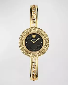 Часы-браслет La Greca диаметром 28 мм с бриллиантами Versace, цвет Yellow Gold