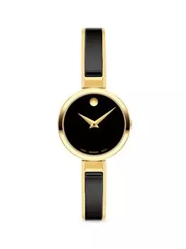 Часы-браслет Moda Goldtone и керамика Movado, черный