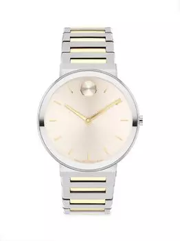 Часы-браслет с двухцветным звеном из нержавеющей стали 40 мм Movado, бежевый