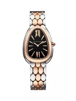 Часы-браслет Serpenti Seduttori из нержавеющей стали и розового золота 18 карат BVLGARI, розовый