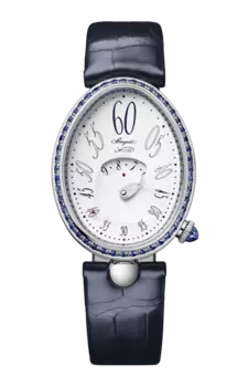 Часы Breguet Reine de naples 9838 из белого золота с сапфирами 36,50 х 28,45 мм