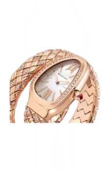 Часы Bulgari Serpenti Spiga из розового золота с бриллиантами 35 мм