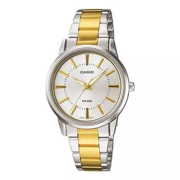 Часы CASIO 50m Waterproof Gold Color Stainless Steel Strap Couple Unisex Mens Analog, мультиколор
