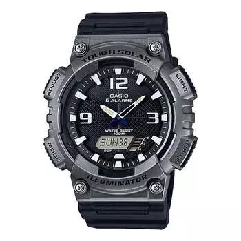Часы CASIO Analog Solar Powered Waterproof Sports Mens Black Analog/Digital Combo, черный