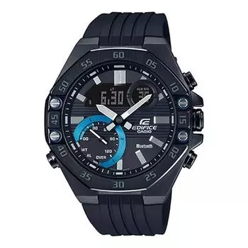 Часы CASIO Bluetooth Waterproof Sports EDIFICE Sapphire Crystal Quartz Solar Powered Mens Black Analog/Digital Combo, черный