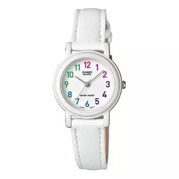 Часы CASIO Classic Fashion Elegant Minimalistic Macaron Waterproof Retro Quartz Leather Strap Watch White Analog, белый